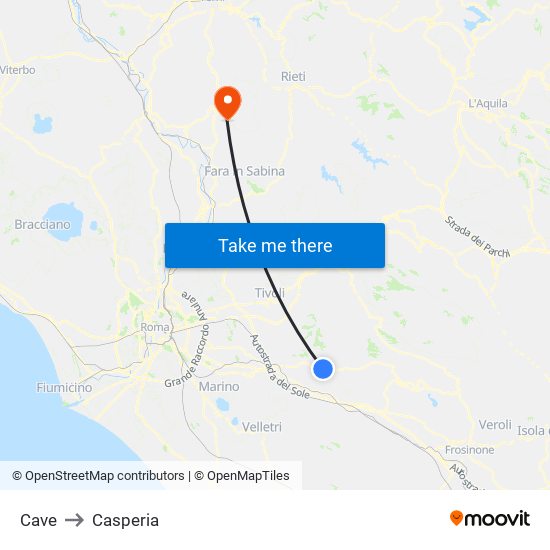 Cave to Casperia map