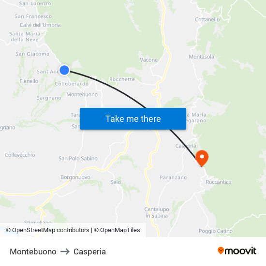 Montebuono to Casperia map