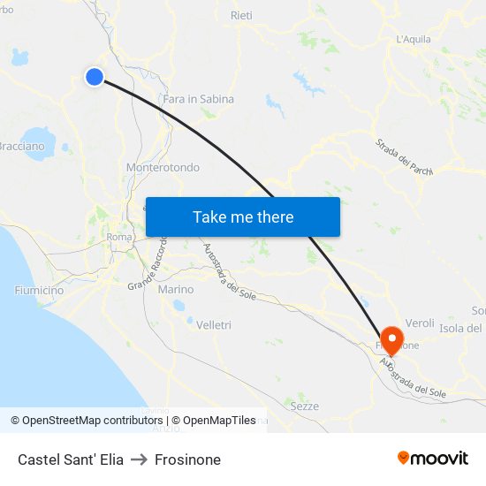 Castel Sant' Elia to Frosinone map