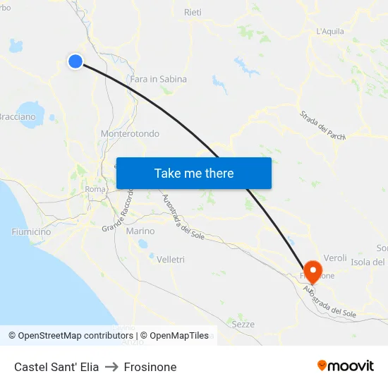 Castel Sant' Elia to Frosinone map