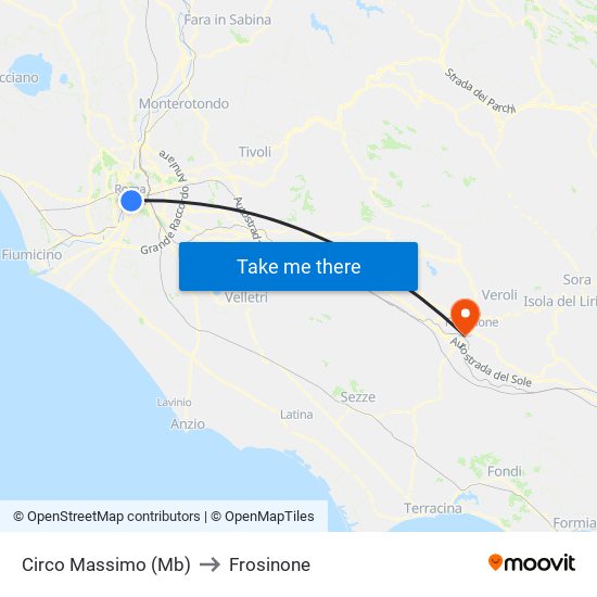 Circo Massimo (Mb) to Frosinone map