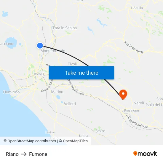 Riano to Fumone map