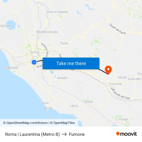 Roma | Laurentina (Metro B) to Fumone map