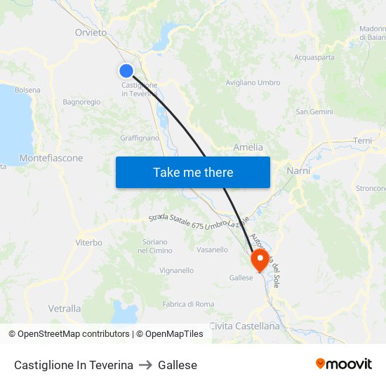 Castiglione In Teverina to Gallese map