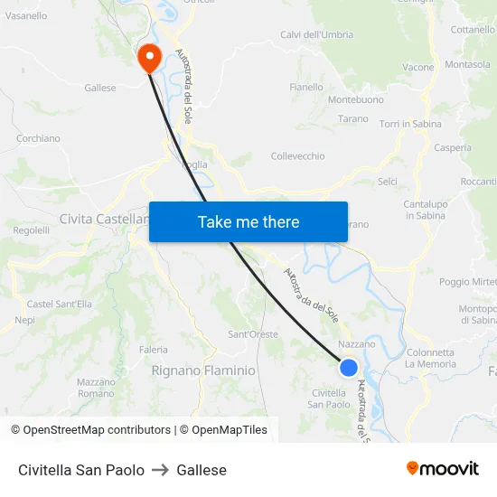 Civitella San Paolo to Gallese map