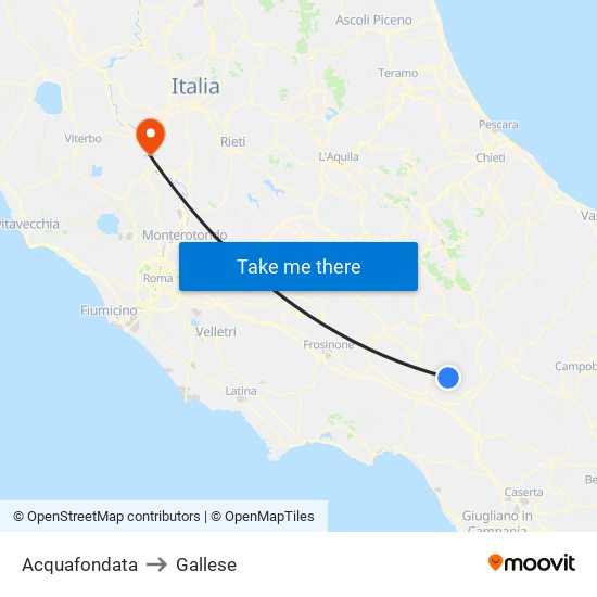 Acquafondata to Gallese map