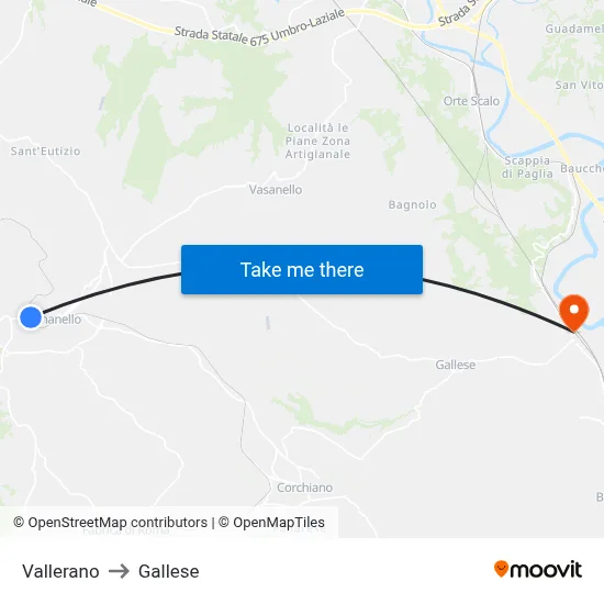Vallerano to Gallese map