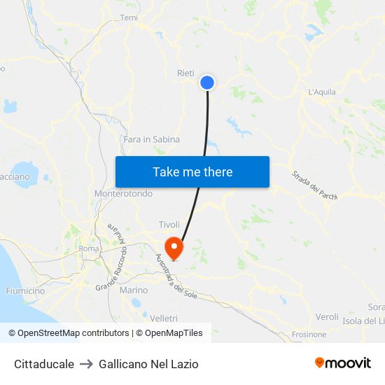 Cittaducale to Gallicano Nel Lazio map