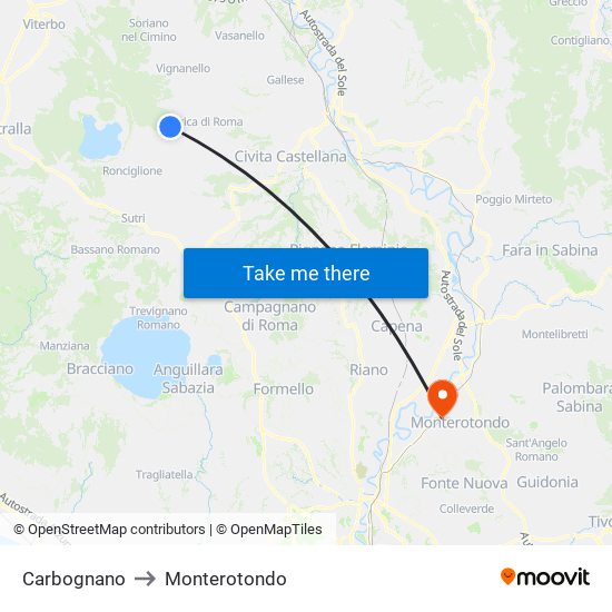 Carbognano to Monterotondo map