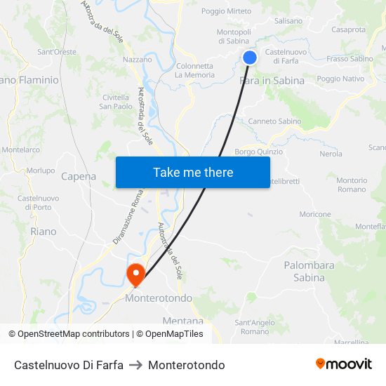 Castelnuovo Di Farfa to Monterotondo map