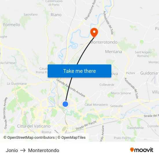 Jonio to Monterotondo map
