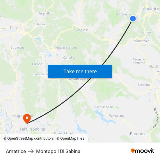 Amatrice to Montopoli Di Sabina map