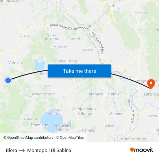 Blera to Montopoli Di Sabina map