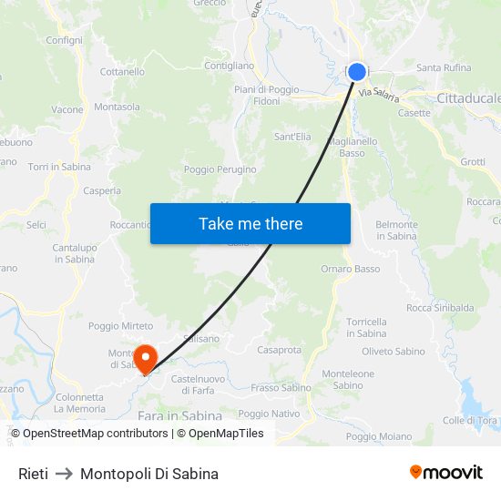 Rieti to Montopoli Di Sabina map