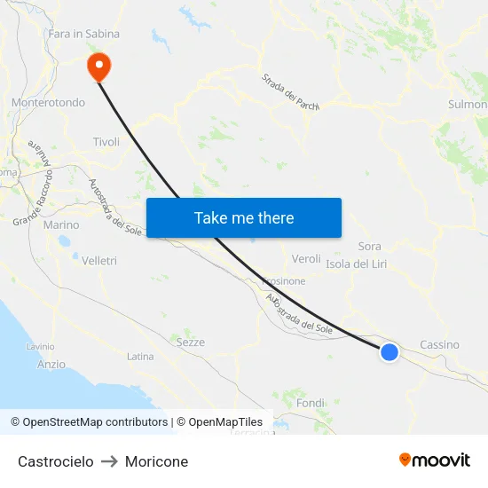 Castrocielo to Moricone map