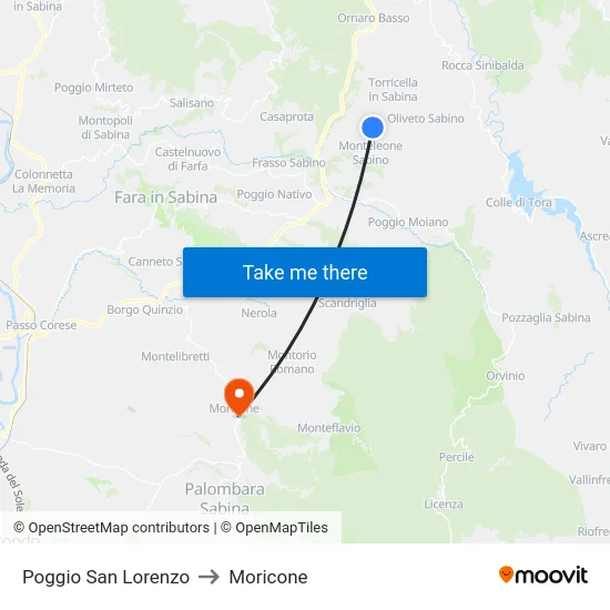 Poggio San Lorenzo to Moricone map