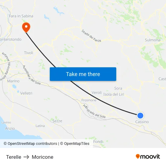 Terelle to Moricone map