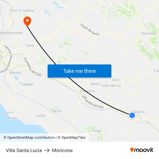 Villa Santa Lucia to Moricone map