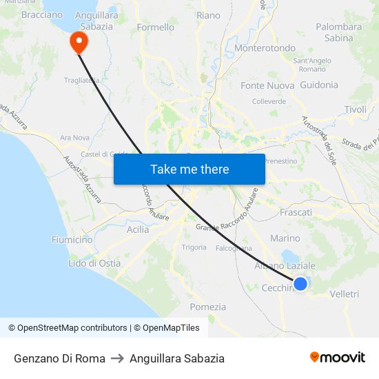 Genzano Di Roma to Anguillara Sabazia map