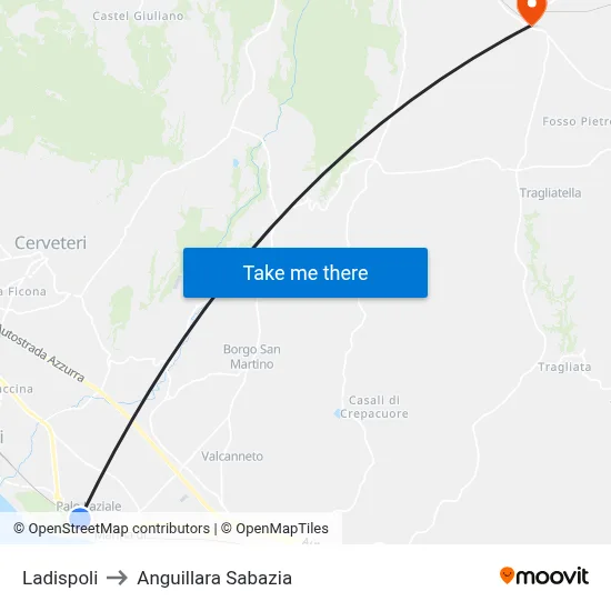 Ladispoli to Anguillara Sabazia map