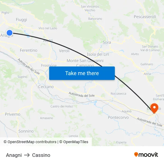 Anagni to Cassino map