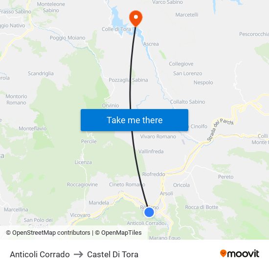 Anticoli Corrado to Castel Di Tora map