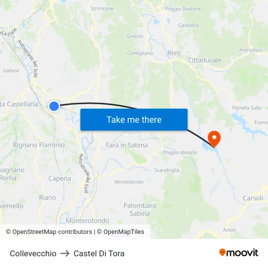 Collevecchio to Castel Di Tora map