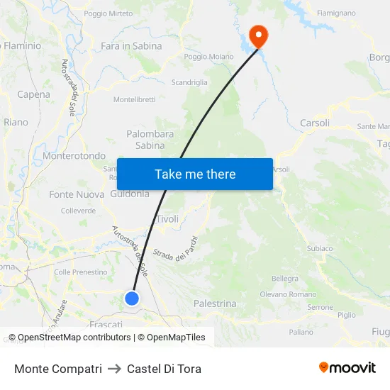 Monte Compatri to Castel Di Tora map