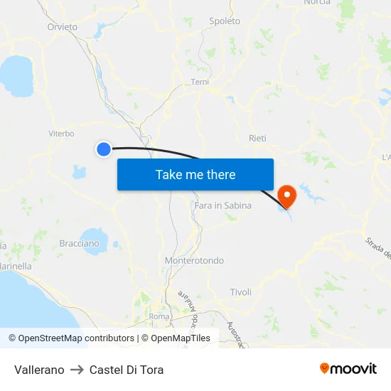 Vallerano to Castel Di Tora map