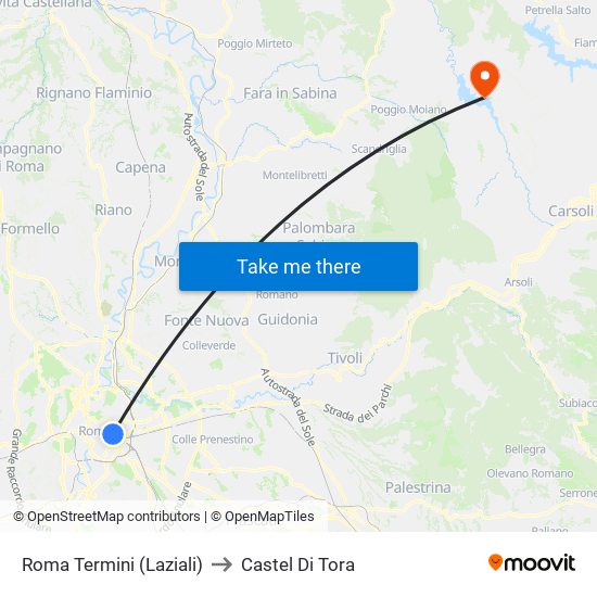 Roma Termini (Laziali) to Castel Di Tora map