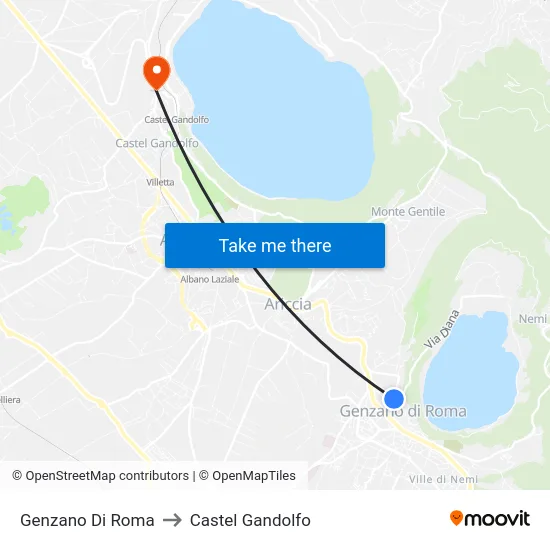 Genzano Di Roma to Castel Gandolfo map