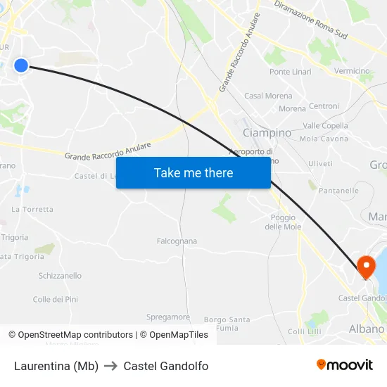 Laurentina (Mb) to Castel Gandolfo map