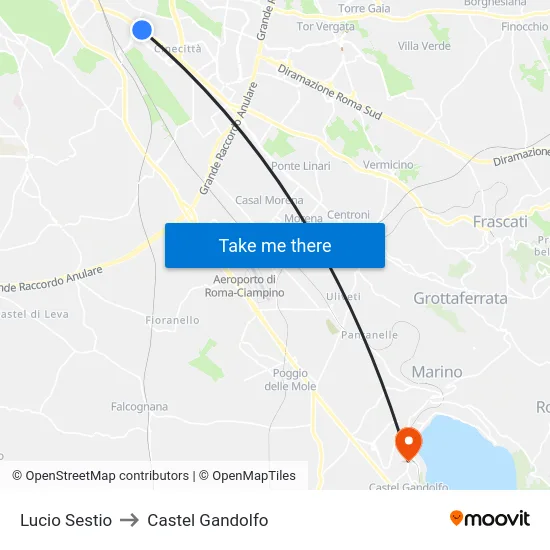 Lucio Sestio to Castel Gandolfo map