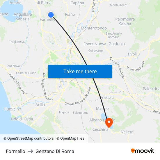 Formello to Genzano Di Roma map