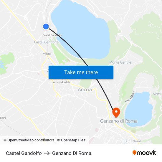 Castel Gandolfo to Genzano Di Roma map