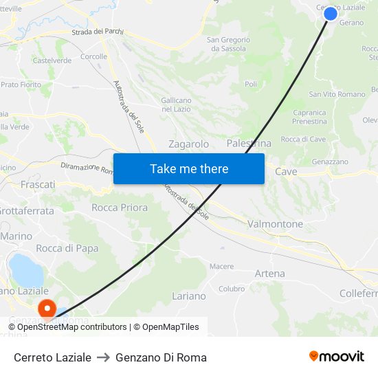 Cerreto Laziale to Genzano Di Roma map