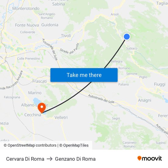 Cervara Di Roma to Genzano Di Roma map