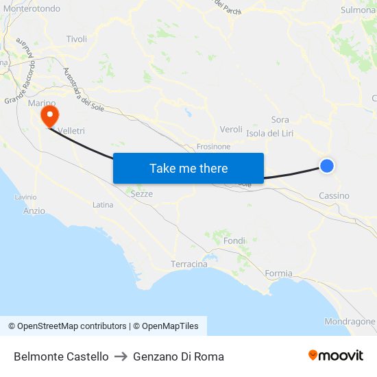 Belmonte Castello to Genzano Di Roma map