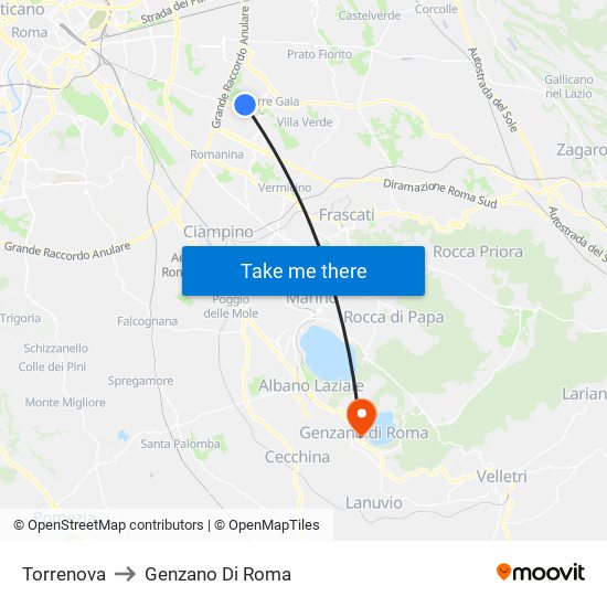 Torrenova to Genzano Di Roma map