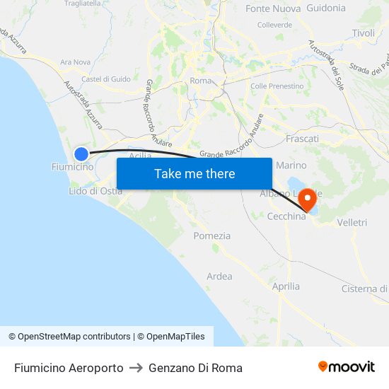 Fiumicino Aeroporto to Genzano Di Roma map