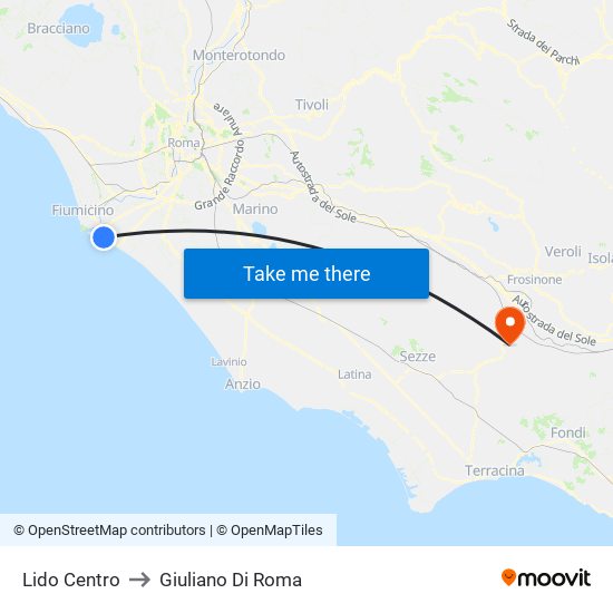 Lido Centro to Giuliano Di Roma map