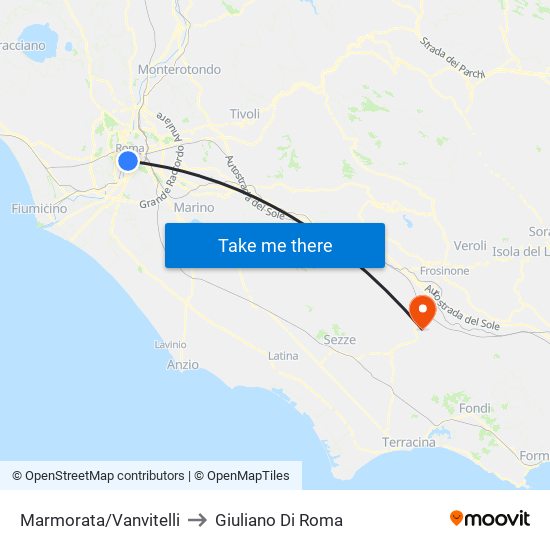 Marmorata/Vanvitelli to Giuliano Di Roma map