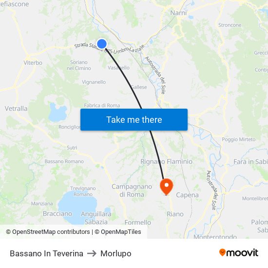 Bassano In Teverina to Morlupo map
