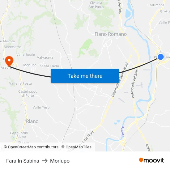 Fara In Sabina to Morlupo map