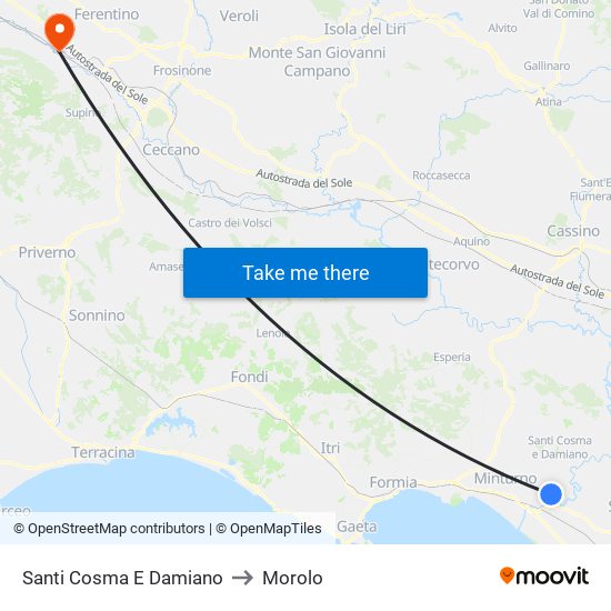 Santi Cosma E Damiano to Morolo map