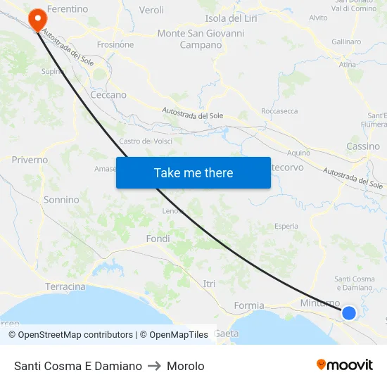 Santi Cosma E Damiano to Morolo map