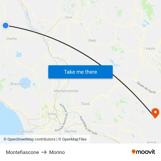 Montefiascone to Morino map