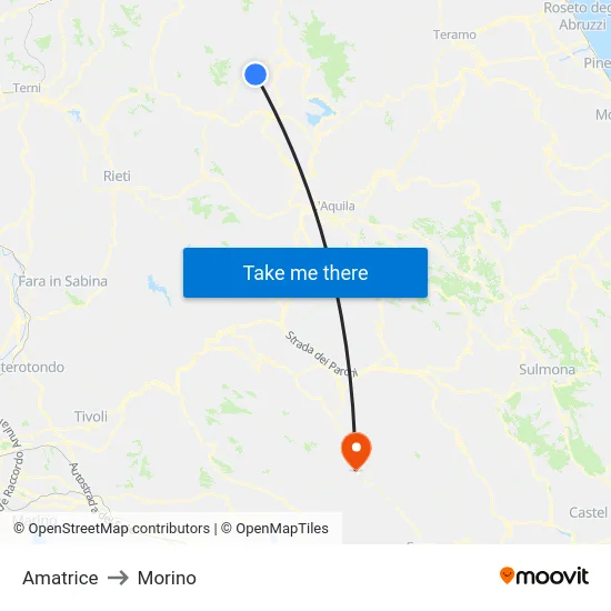 Amatrice to Morino map