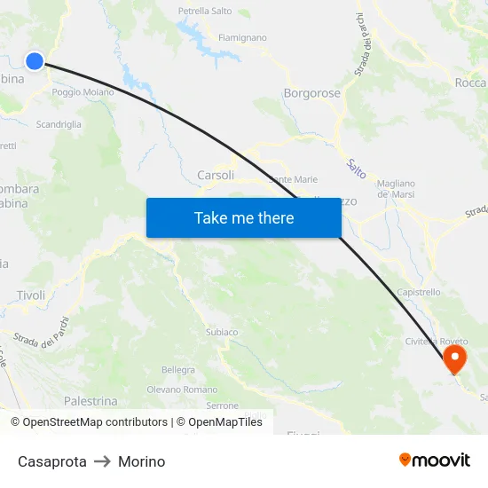 Casaprota to Morino map