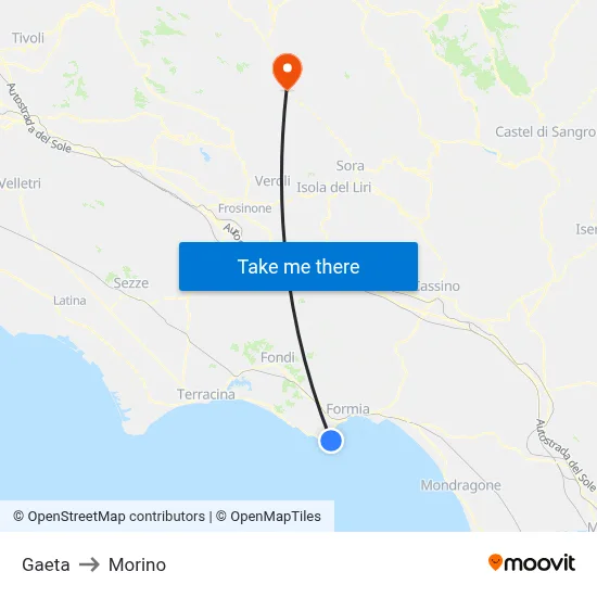 Gaeta to Morino map